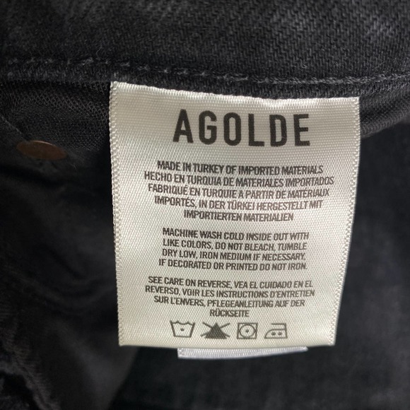 NWT Agolde Nico High Rise Slim Fit Jeans Black Cassette Womens Size 24 - Picture 10 of 11